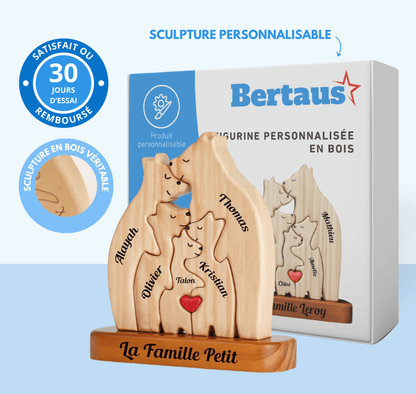 Famille Ours en Bois - Cadeau personnalisé