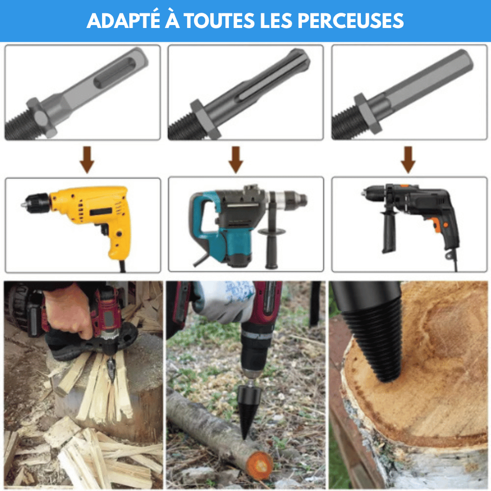 Foret fendeur de bois - Cône fendeur pour perceuse
