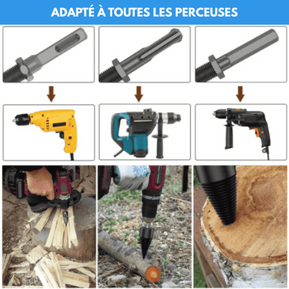Foret fendeur de bois - Cône fendeur pour perceuse