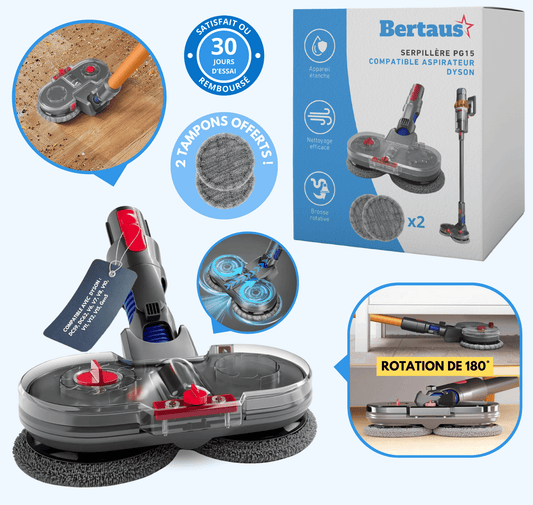Serpillère PG15 pour aspirateur Dyson (+2 tampons offerts)