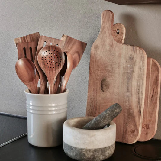 Ensemble d'ustensiles de cuisine en noyer (5 pièces)
