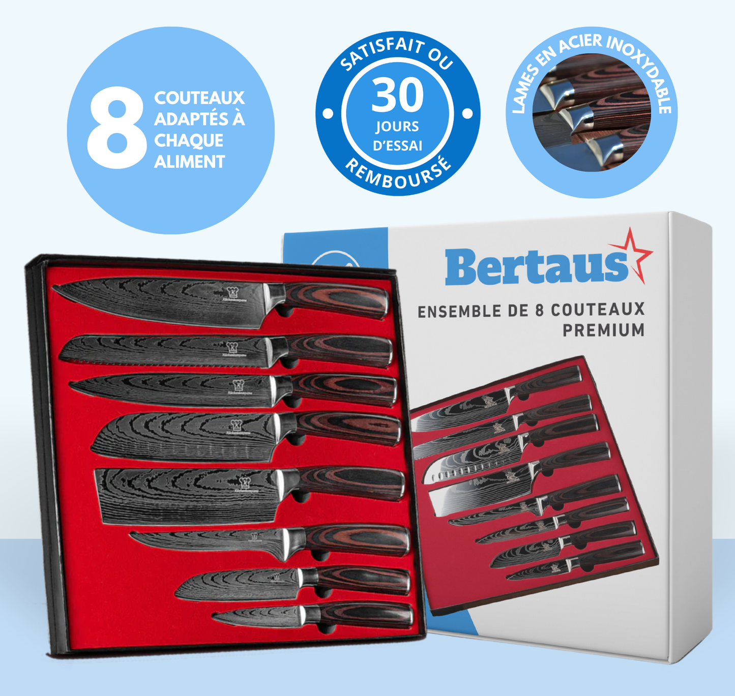 Ensemble de couteaux premium asiatiques