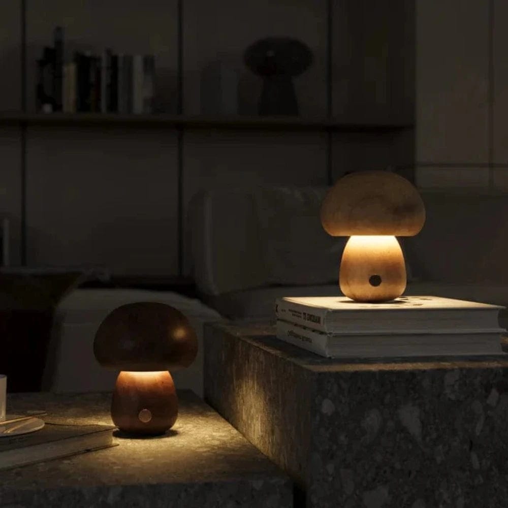 Lampe Champignon en Bois Massif